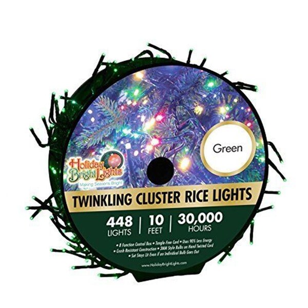 Nu Tsai Capital Dba Nu Tsai Capital DBA 7742224 10 ft. Cluster Rice Christmas Light Reel - Green; 448 Lights 7742224 - main